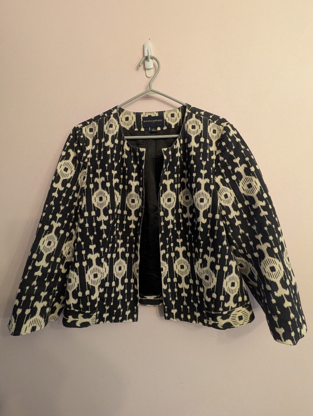 Banana Republic Navy & Cream Abstract Pattern Jacket - Size 14